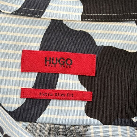 Hugo by Hugo Boss Men XL Ero Camo Striped Woven Extra Slim Fit Button-Down Shirt - Picture 3 of 7